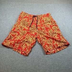 Saltaire Mens Red Yellow Floral Board Shorts Swim Trunks Size M  NOTE